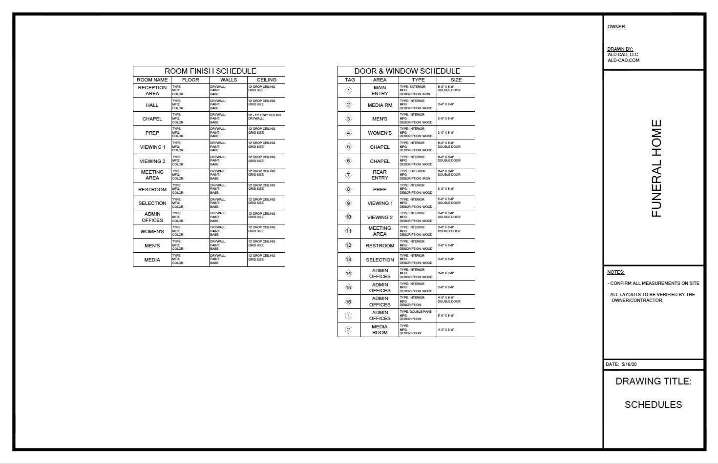 Finish Schedules